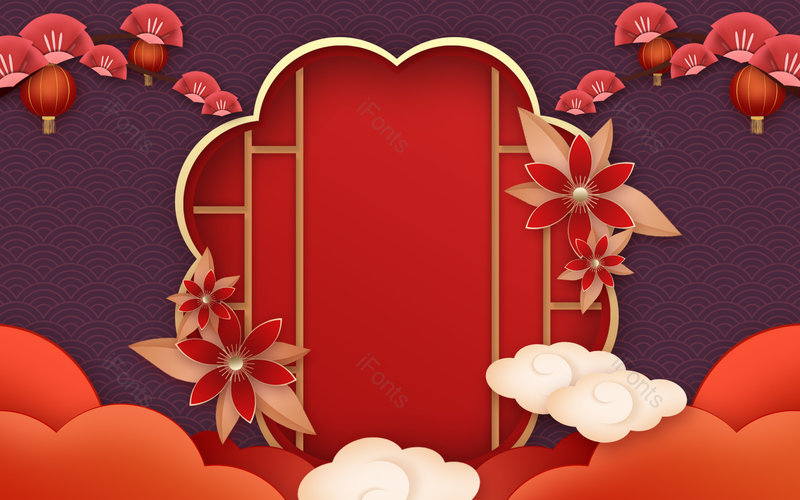 剪纸风中国复古风2021年背景,插画/手绘图,插画/手绘图库,插画/手绘图下载,插画/手绘